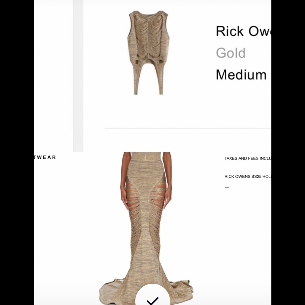 Rick Owens Metallic Gold Textured Gown